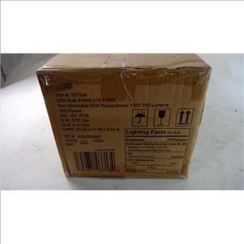 LED 9 Watt Bulbs, 100 Piece Box