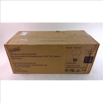 LED 9 Watt Bulbs, 100 Piece Box