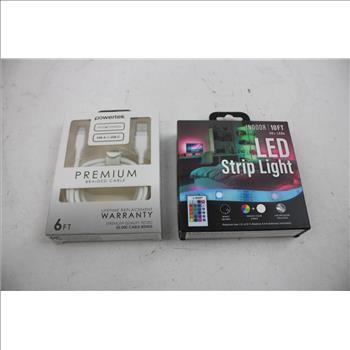 LED Strip Light, PowerTek Charger Cable, Dell Keyboard, Corsair PC Mouse, 4 Pieces