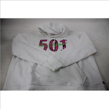 Levi's '501' Relaxed Fit White Graphic Hoodie, Large