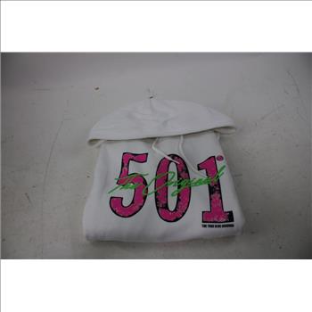 Levi's '501' Relaxed Fit White Graphic Hoodie, Large