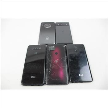 LG, Alcatel, Google Cell Phone Lot, 5 Pieces, Sold For Parts