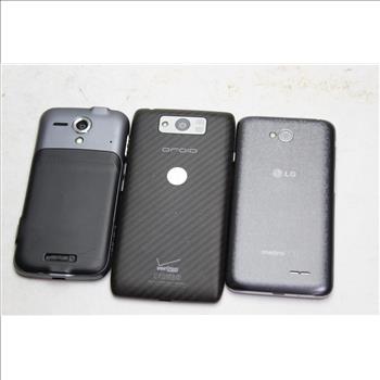 LG, Droid, Kyocera Cell Phone Lot, 3Pieces, Sold For Parts