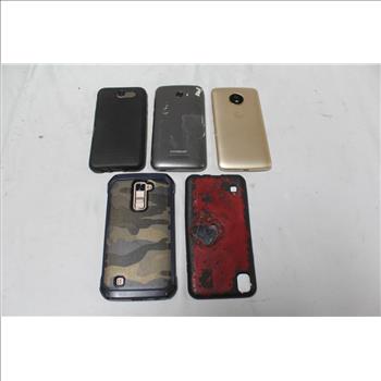Lg, Zte, Coolpad, Moto Cell Phone Lot, 5 Pieces, Sold For Parts