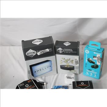 Light-Up Sign, Wireless Eabuds, USB-C Cable, Lightning To USB Cable, And More, 7 Pieces