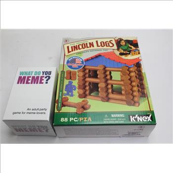 Lincoln Logs Toy, What Do You Meme? Card Game 2 Pieces