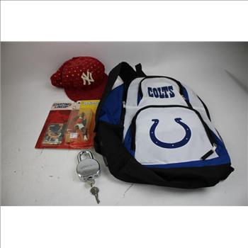 Lockboxes, LaPhonso Ellis Superstar Collectible, Hat, Colts Backpack, Lock, 6 Pieces