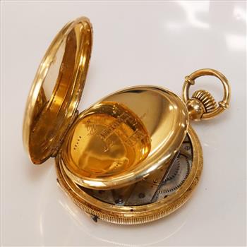 Locle 18kt Gold Hunter Pocket Watch - Evaluated By Our Certified Gemologist-AGS/GIA