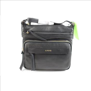 Lodis Black Leather Side Body Satchel Bag