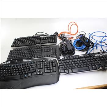 Logitech, Dell Keyboards, With Assorted Cables 10+ Pieces