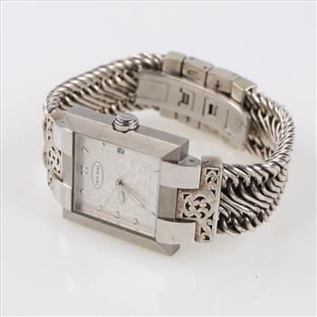 Lois Hill Silver Cable Rectangle Watch-Evaluated By Our Certified Gemologist-AGS/GIA