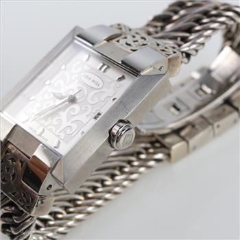 Lois Hill Silver Cable Rectangle Watch-Evaluated By Our Certified Gemologist-AGS/GIA