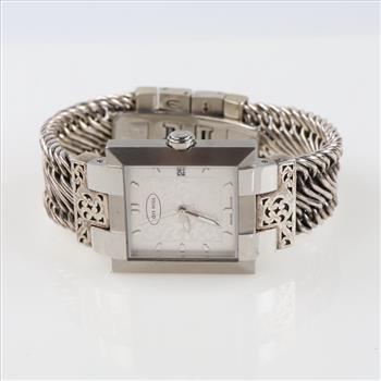 Lois Hill Silver Cable Rectangle Watch-Evaluated By Our Certified Gemologist-AGS/GIA