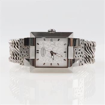 Lois Hill Silver Cable Rectangle Watch-Evaluated By Our Certified Gemologist-AGS/GIA
