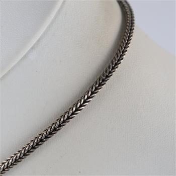 Lois Hill Sterling Silver Circle Pendant Wheat Chain Necklace