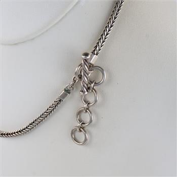 Lois Hill Sterling Silver Circle Pendant Wheat Chain Necklace