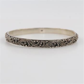 Lois Hill Sterling Silver Signature Scroll Bangle Bracelet