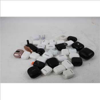 Loose Earbuds, Earbuds Cases Bulk Lot, 35 Pieces - NO PAIRS, LOOSE/EMPTY ONLY