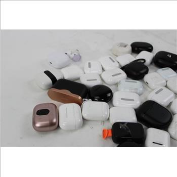 Loose Earbuds, Earbuds Cases Bulk Lot, 35 Pieces - NO PAIRS, LOOSE/EMPTY ONLY