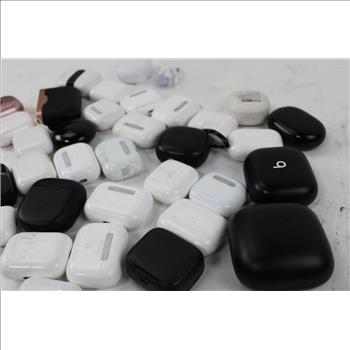 Loose Earbuds, Earbuds Cases Bulk Lot, 35 Pieces - NO PAIRS, LOOSE/EMPTY ONLY