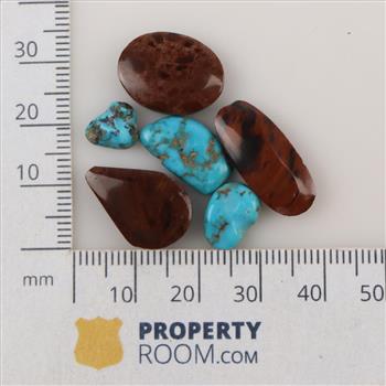 Loose Turquoise And Glass Stone, 6 Pieces