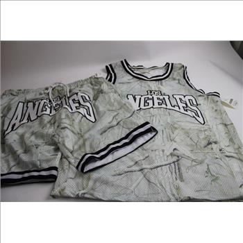 Los Angeles Tree Camo Jersey And Shorts, Hawke & Co Puffer Vest, Large, 3 Pieces