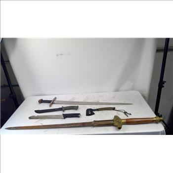 Lot Sword Or Knife, 5 Pieces