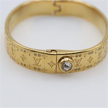 Louis Vuitton Gold Plated Nanogram Strass Crystal Bangle Bracelet