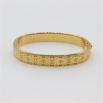 Louis Vuitton Gold Plated Nanogram Strass Crystal Bangle Bracelet
