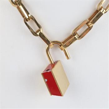 Louis Vuitton GP Lock N' Roll Red Enamel Necklace