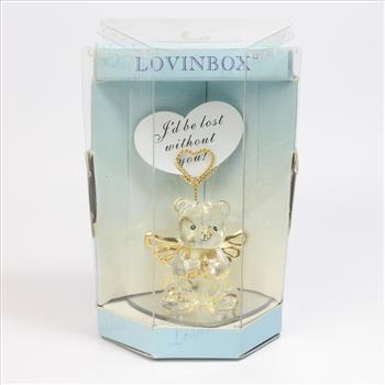 Lovinbox Hang Sculpted Glass Bear Angel Figurine In Original Packaging