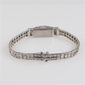 Lucien Picard 5.06cts TW Diamond Platinum Dress Watch- Evaluated By Our Certified Gemologist-AGS/GIA
