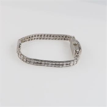 Lucien Picard 5.06cts TW Diamond Platinum Dress Watch- Evaluated By Our Certified Gemologist-AGS/GIA