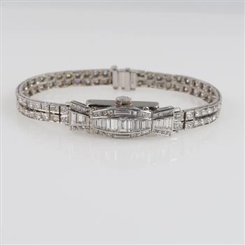 Lucien Picard 5.06cts TW Diamond Platinum Dress Watch- Evaluated By Our Certified Gemologist-AGS/GIA