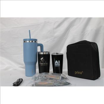 Magic The Gathering Trading Cards, Travel Cups, Knife, Colored Pencils In Case