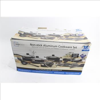 Mainstays Non-Stick Aluminum Cookware Set, 18 Pieces