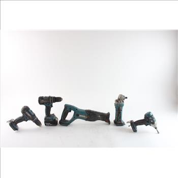 Makita Bag Filled With Makita Power Tools, Drills, Reciprocating Saw, And More, 5 PIeces