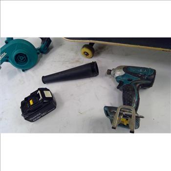 Makita Cordless Blower, Impact Driver, Skateboards, 4 Pieces