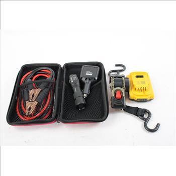 Makita Drill Driver, Jumper Cables, Flashlight And More With Easton Backpack, 5+ Pieces