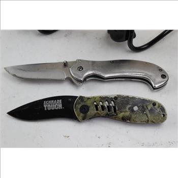 Marksman Slingshots, Schrade And Masters Folding Knives, 4 Pieces