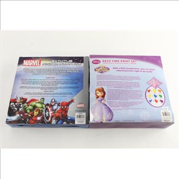 Marvel Bathtub Finger Puppets And Disney Sofia The First Bath Time Paint Set, 2 Pieces