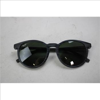 Maui Jim Kiawe Grey Woodgrain Stripe Frame With Neutral Grey Glass Lenses Sunglasses