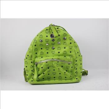 MCM Neon Green Stark Studded Backpack  - Doublechecked By Entrupy