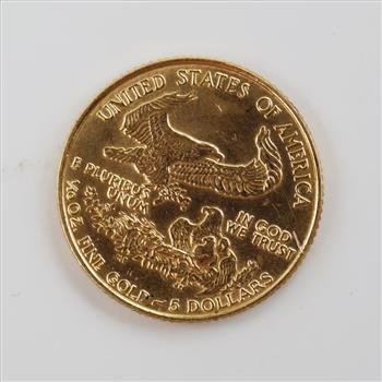 MCMLXXXVI US American Eagle Fine Gold $5 1/10oz