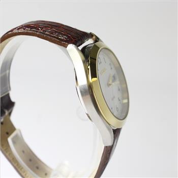 Mens Brown Leather Seiko Watch