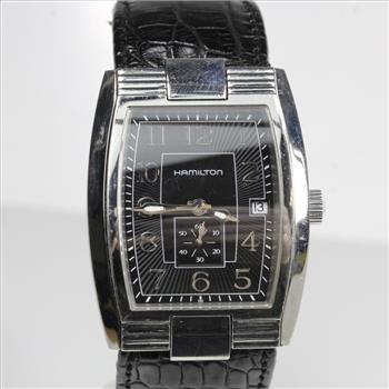 Mens Hamilton Black Leather Watch