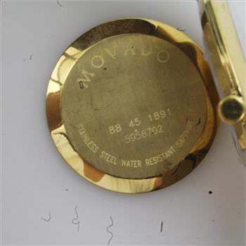 Men's Movado Gold Tone Museum Black Leather Watch