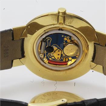 Men's Movado Gold Tone Museum Black Leather Watch