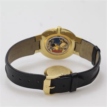 Men's Movado Gold Tone Museum Black Leather Watch