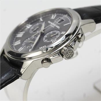 Men's Raymond Weil Geneve Chronograph Black Leather Watch